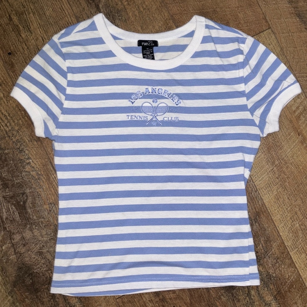 Blue and White Striped Baby Tee